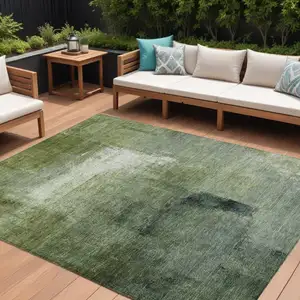 Photo of Artichoke Green And Sage Abstract Washable Indoor Outdoor Area Rug