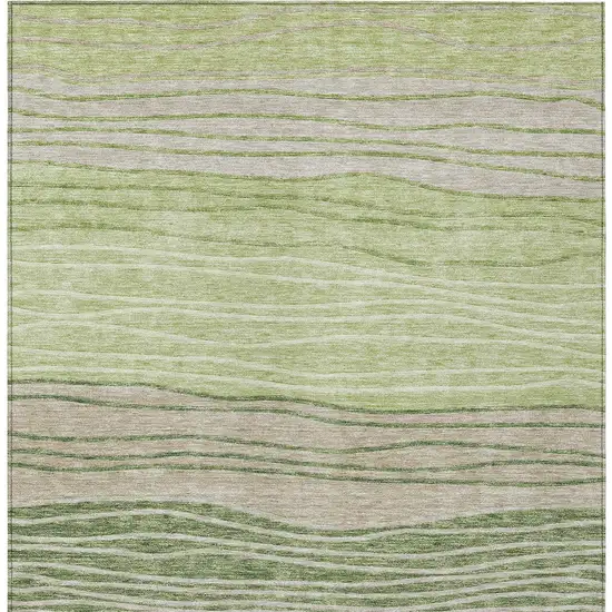 Artichoke Green And Taupe Striped Washable Indoor Outdoor Area Rug Photo 4