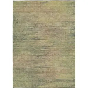 Photo of Artichoke Green Fern Green And Gold Abstract Washable Indoor Outdoor Area Rug