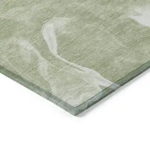 Photo of Artichoke Green Fern Green And Ivory Abstract Washable Indoor Outdoor Area Rug