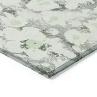 Photo of Artichoke Green Floral Washable Non Skid Indoor Outdoor Area Rug