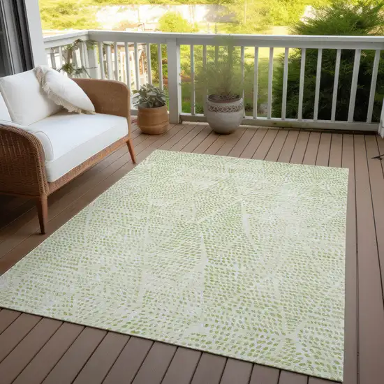 Artichoke Green Geometric Washable Non Skid Indoor Outdoor Area Rug Photo 7