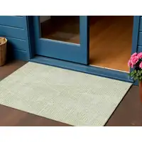 Photo of Artichoke Green Geometric Washable Non Skid Indoor Outdoor Area Rug