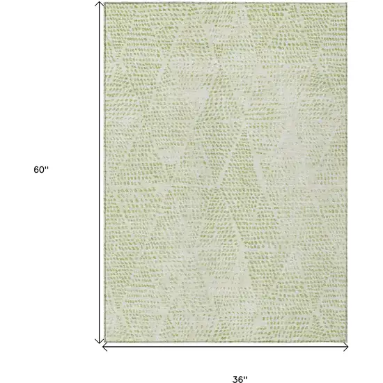 Artichoke Green Geometric Washable Non Skid Indoor Outdoor Area Rug Photo 3