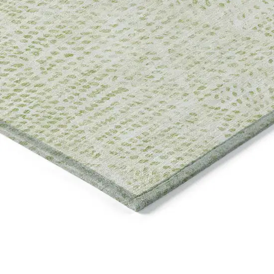 Artichoke Green And Ivory Geometric Washable Indoor Outdoor Area Rug Photo 4