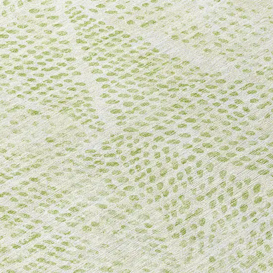 Artichoke Green Geometric Washable Non Skid Indoor Outdoor Area Rug Photo 9