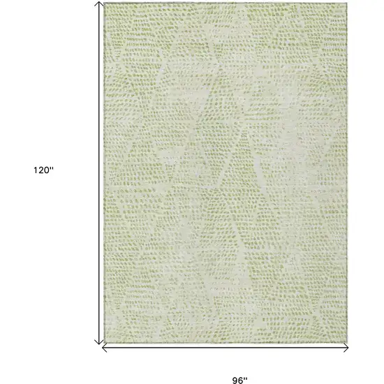 Artichoke Green And Ivory Geometric Washable Indoor Outdoor Area Rug Photo 3