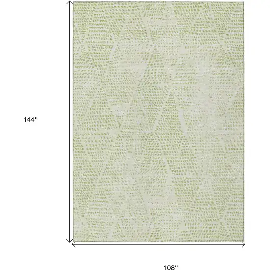 Artichoke Green Geometric Washable Non Skid Indoor Outdoor Area Rug Photo 3