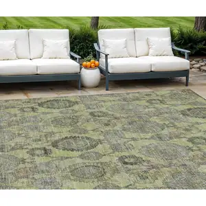 Photo of Artichoke Green Green And Gray Damask Washable Indoor Outdoor Area Rug