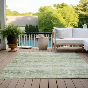 Photo of Artichoke Green Green And Ivory Abstract Washable Indoor Outdoor Area Rug