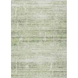 Photo of Artichoke Green Green And Ivory Abstract Washable Indoor Outdoor Area Rug