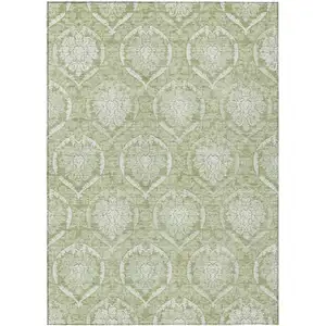 Photo of Artichoke Green Green And Ivory Medallion Washable Indoor Outdoor Area Rug