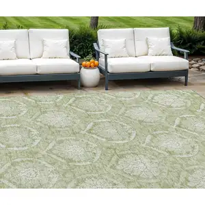 Photo of Artichoke Green Green And Ivory Medallion Washable Indoor Outdoor Area Rug