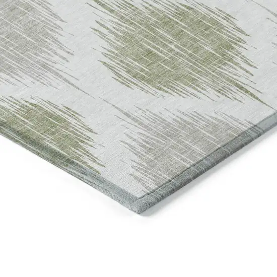 Artichoke Green Ivory And Gray Ikat Washable Indoor Outdoor Area Rug Photo 4