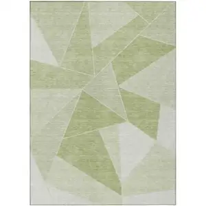 Photo of Artichoke Green Mint Green And Sage Geometric Washable Indoor Outdoor Area Rug