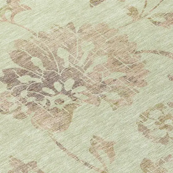 Artichoke Green Mint Green And Taupe Floral Washable Indoor Outdoor Area Rug Photo 6