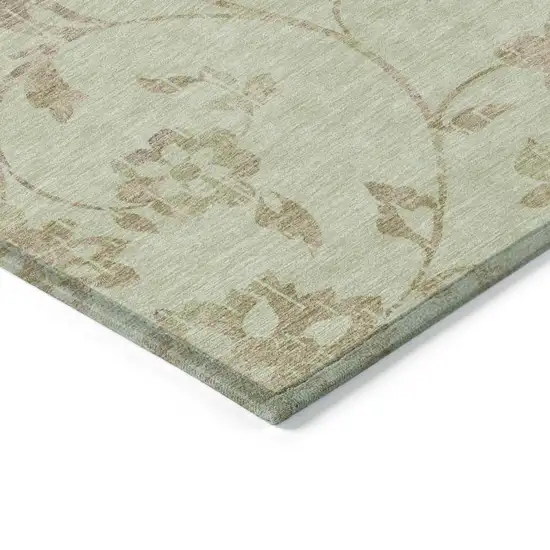 Artichoke Green Mint Green And Taupe Floral Washable Indoor Outdoor Area Rug Photo 5