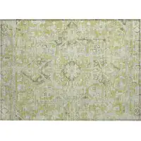 Photo of Artichoke Green Oriental Washable Non Skid Indoor Outdoor Area Rug