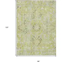 Photo of Artichoke Green Oriental Washable Non Skid Indoor Outdoor Area Rug