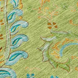 Photo of Artichoke Green Paisley Washable Non Skid Indoor Outdoor Area Rug