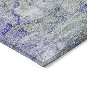 Photo of Artichoke Green Purple And Lilac Abstract Washable Indoor Outdoor Area Rug