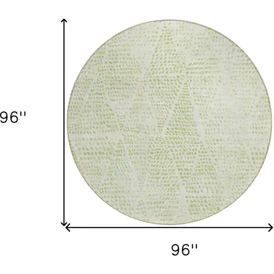 Artichoke Green Round Geometric Washable Non Skid Indoor Outdoor Area Rug Photo 3