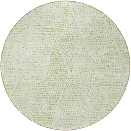 Artichoke Green Round Geometric Washable Non Skid Indoor Outdoor Area Rug Photo 5