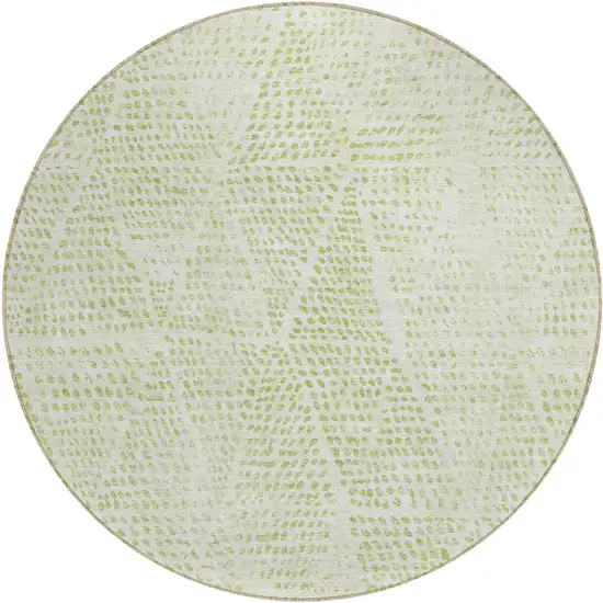 Artichoke Green Round Geometric Washable Non Skid Indoor Outdoor Area Rug Photo 2