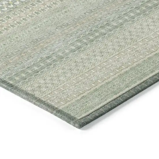 Artichoke Green Striped Washable Non Skid Indoor Outdoor Area Rug Photo 4