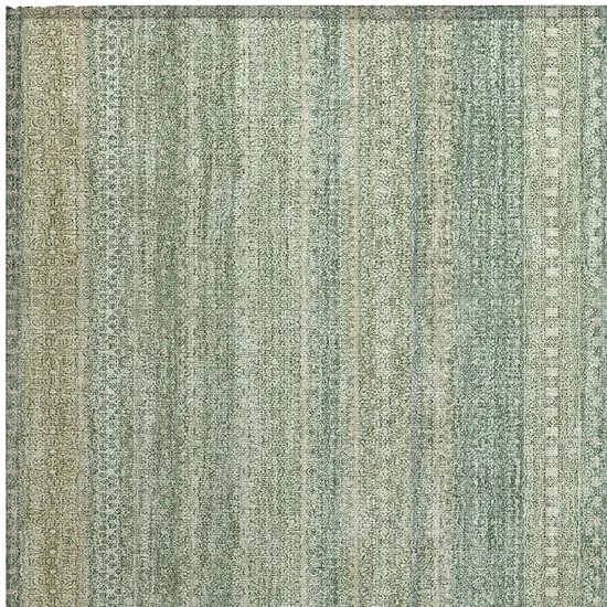 Artichoke Green Striped Washable Non Skid Indoor Outdoor Area Rug Photo 6