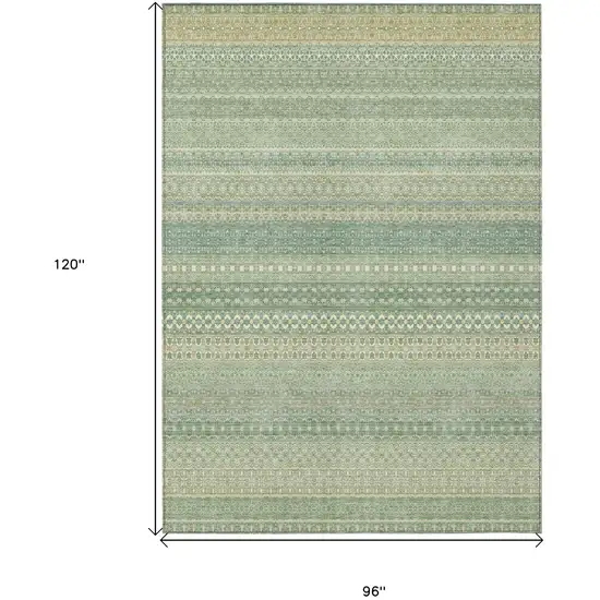 Artichoke Green Striped Washable Non Skid Indoor Outdoor Area Rug Photo 3