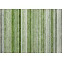 Photo of Artichoke Green Striped Washable Non Skid Indoor Outdoor Area Rug