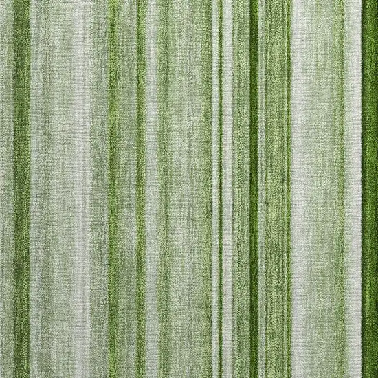 Artichoke Green Striped Washable Indoor Outdoor Area Rug Photo 5