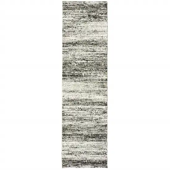 Ash and Slate Abstract Runner Rug Photo 3