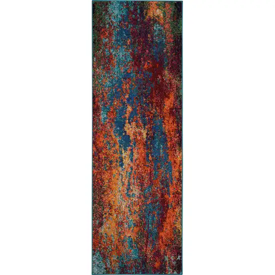 Atlantic Abstract Power Loom Non Skid Runner Rug Photo 1