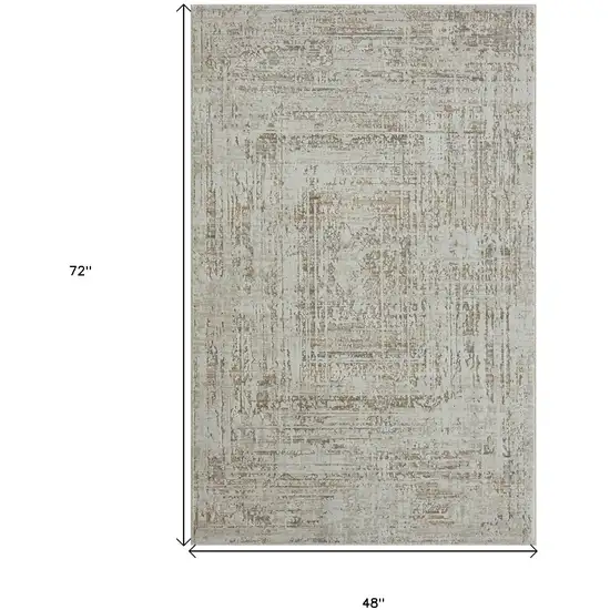 Beige Abstract Distressed Area Rug Photo 9