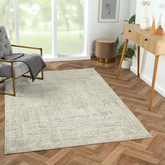 Beige Abstract Distressed Area Rug Photo 8