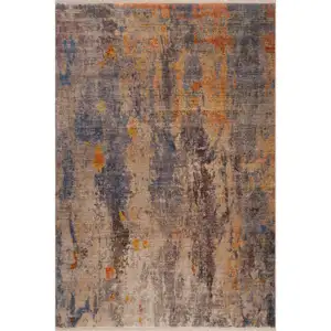 Photo of Beige Abstract Distressed Area Rug