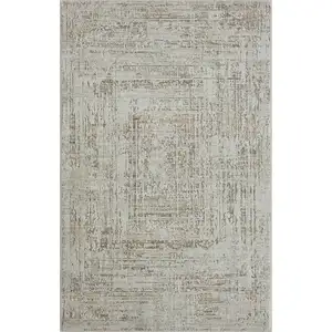 Photo of Beige Abstract Distressed Area Rug