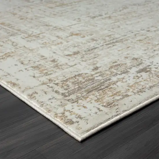 Beige Abstract Distressed Runner Rug Photo 5