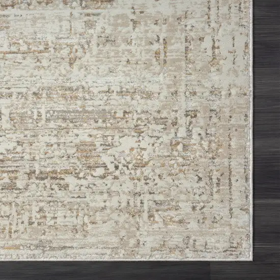 Beige Abstract Distressed Runner Rug Photo 3