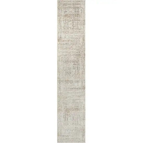 Beige Abstract Distressed Runner Rug Photo 1