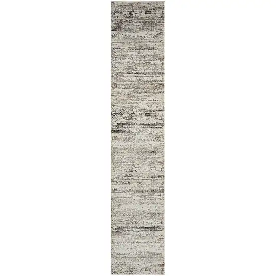 Beige Abstract Distressed Runner Rug Photo 1