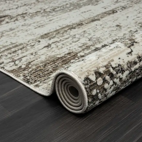 Beige Abstract Distressed Runner Rug Photo 6