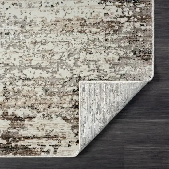 Beige Abstract Distressed Runner Rug Photo 7