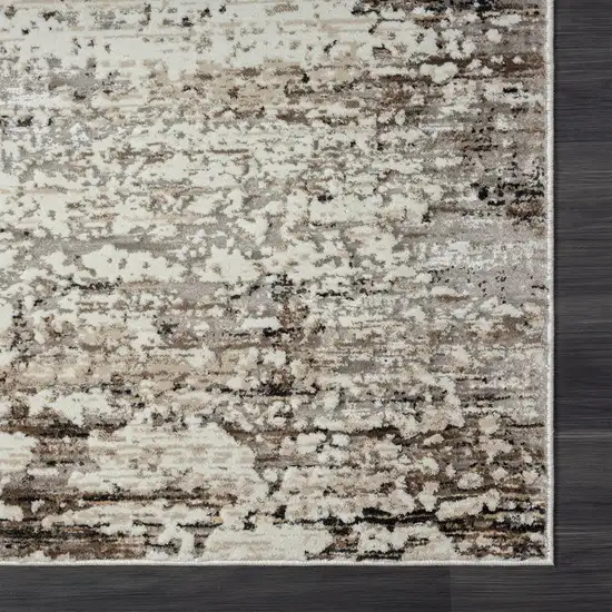 Beige Abstract Distressed Runner Rug Photo 3