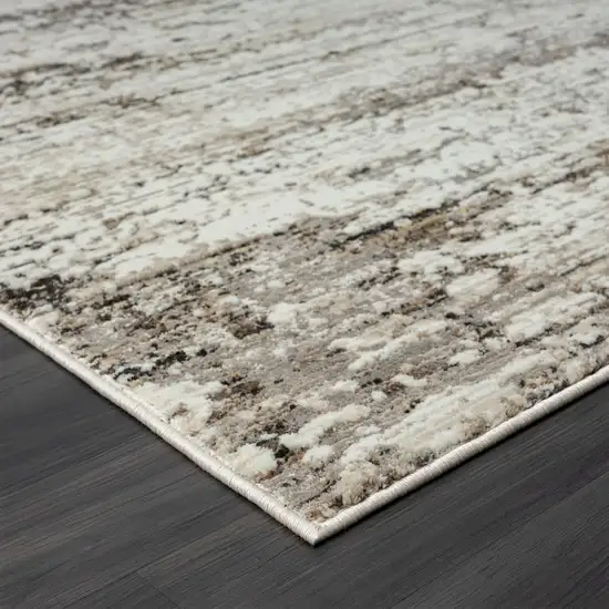 Beige Abstract Distressed Runner Rug Photo 5