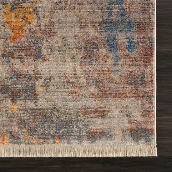 Beige Abstract Distressed Runner Rug Photo 3