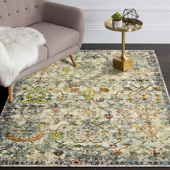 Beige Abstract Garden Area Rug Photo 6