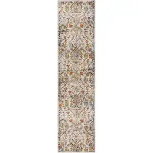 Photo of Beige Abstract Garden Runner Rug